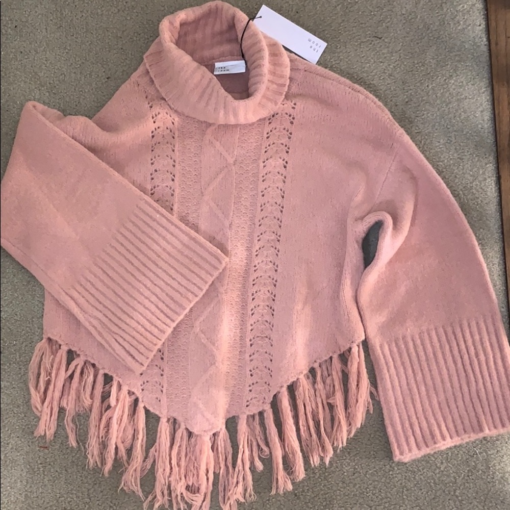 Pink fringe sweater